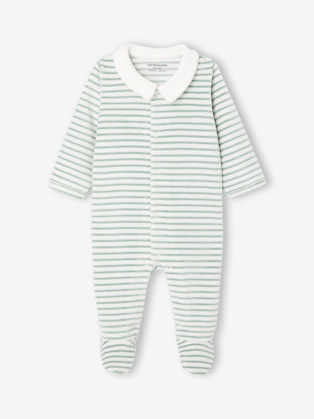 Personaliseerbaar babyslaappakje voor pasgeborenen in fluweel / velours ecru afbeelding
