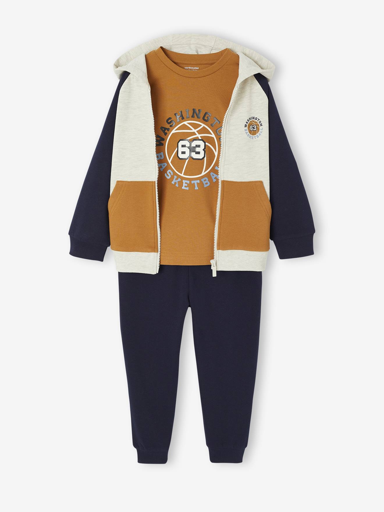 3-delige sportieve sweater voor jongens karamel afbeelding