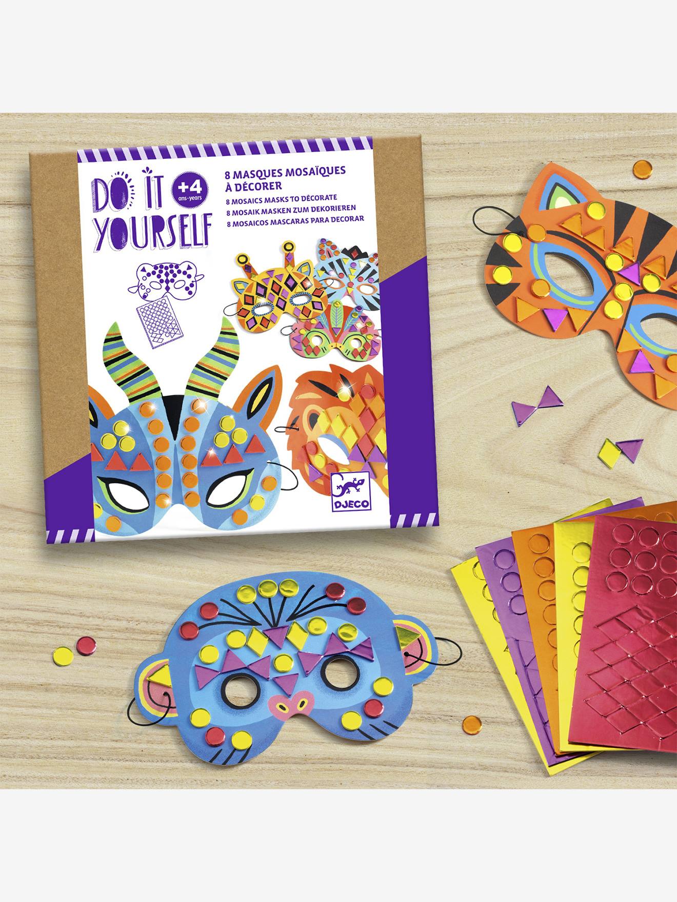 Creatieve set Jungle dieren 5 maskers DJECO meerkleurig afbeelding