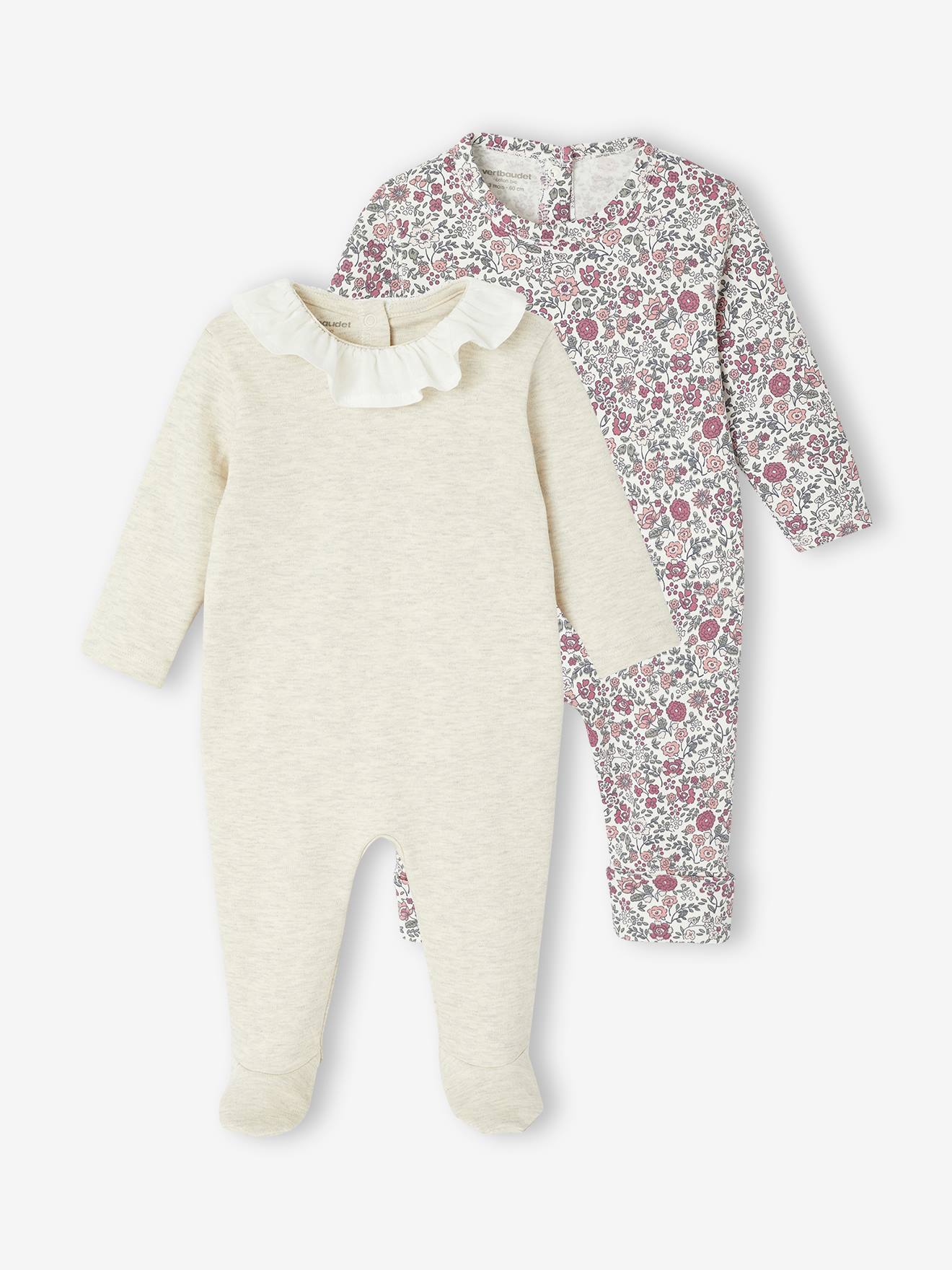 Set van 2 babyslaappakjes voor pasgeborenen gemêleerd beige afbeelding