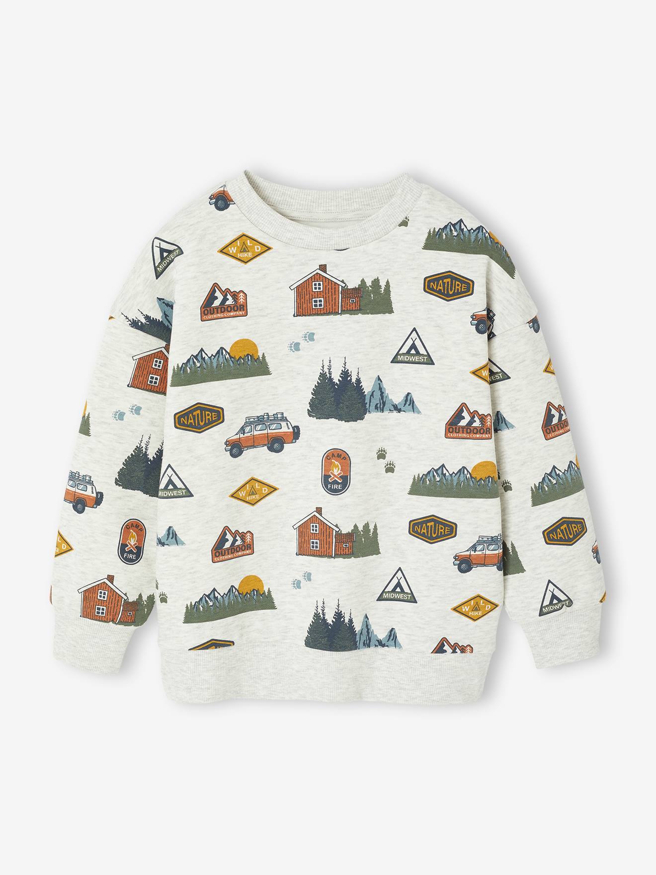 Sweater met print voor jongens gemêleerd beige afbeelding