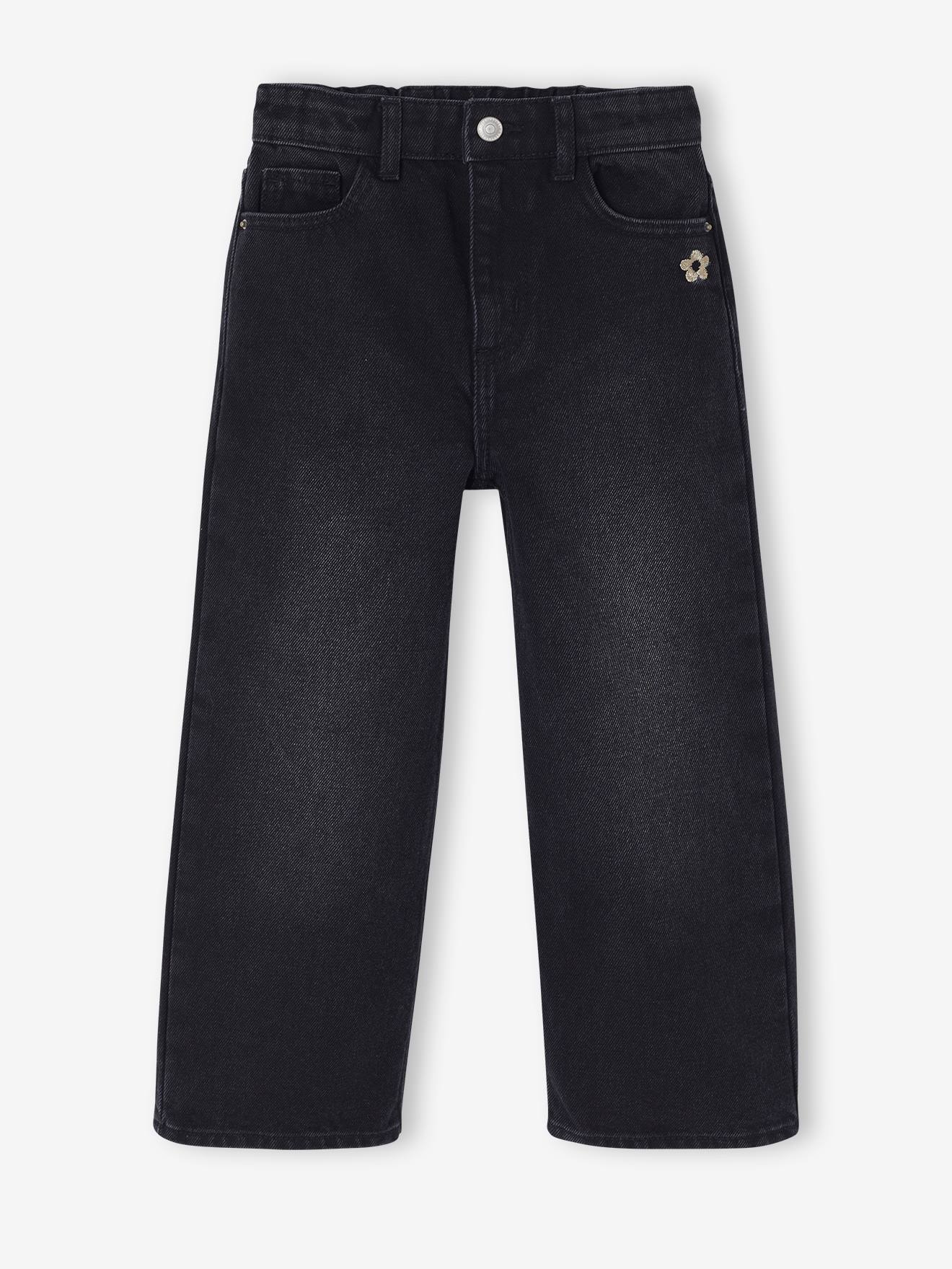Wijde meisjesjeans zwart denim afbeelding