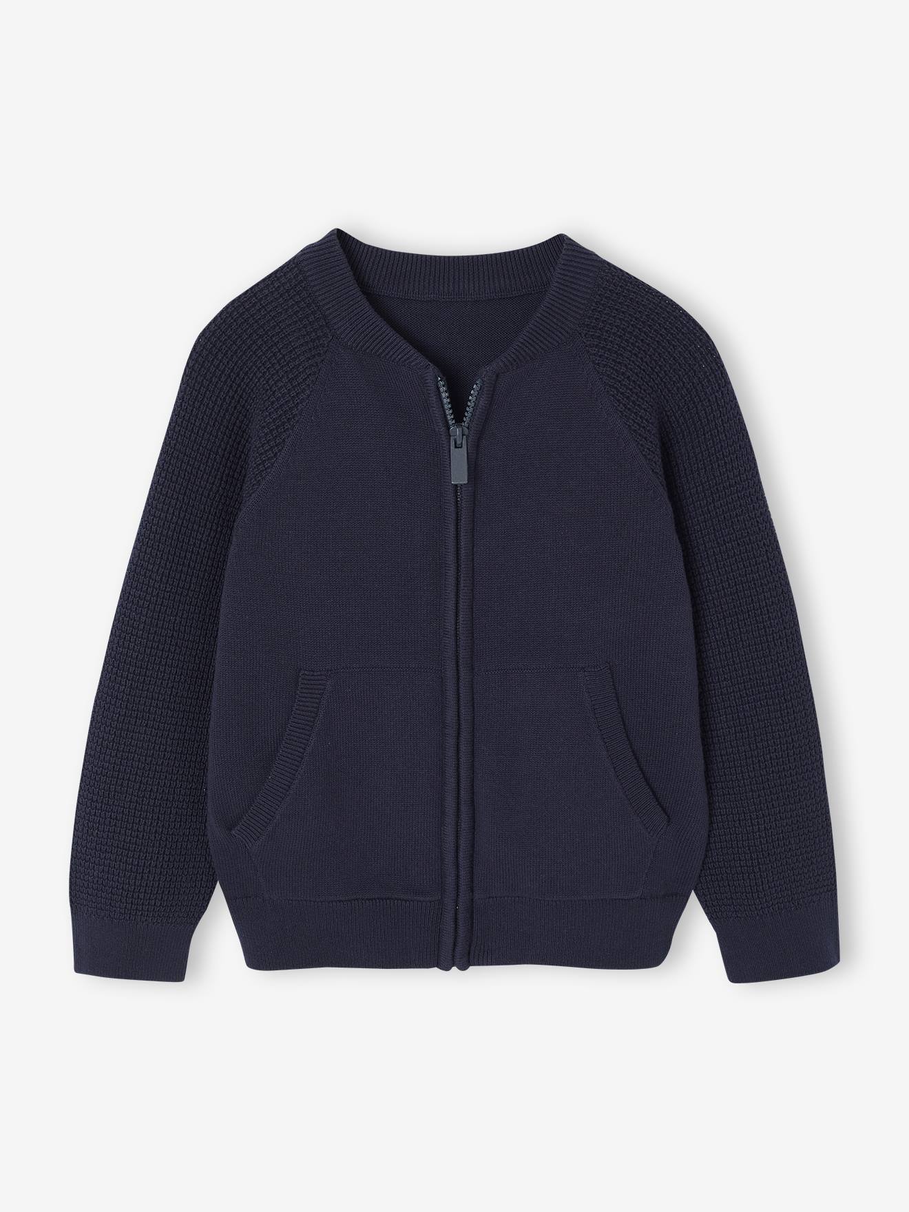 Teddy vestje voor jongens met lange mouwen marineblauw afbeelding