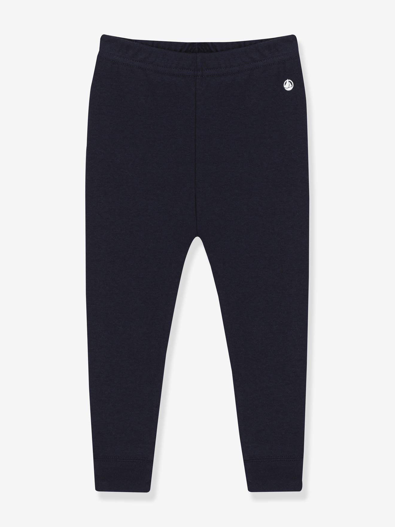 Baby legging van effen katoen PETIT BATEAU marineblauw afbeelding
