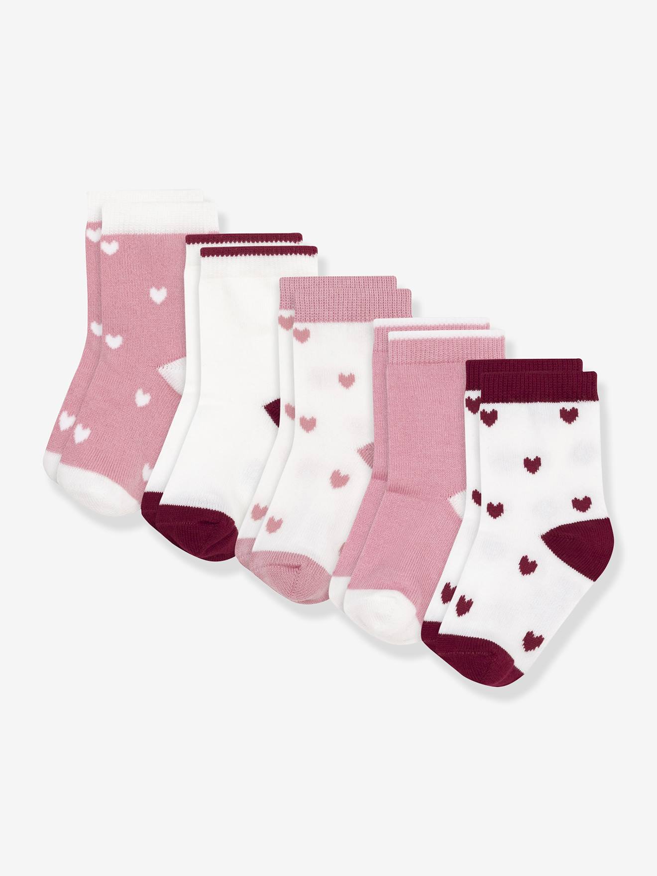 Set van 5 paar baby sokken met hartjesmotieven PETIT BATEAU blauw afbeelding