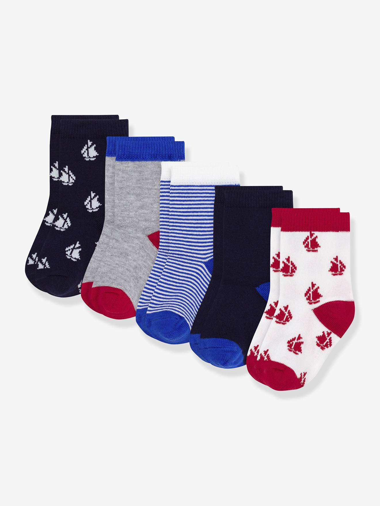 Set van 5 paar gemengde baby sokken PETIT BATEAU blauw afbeelding