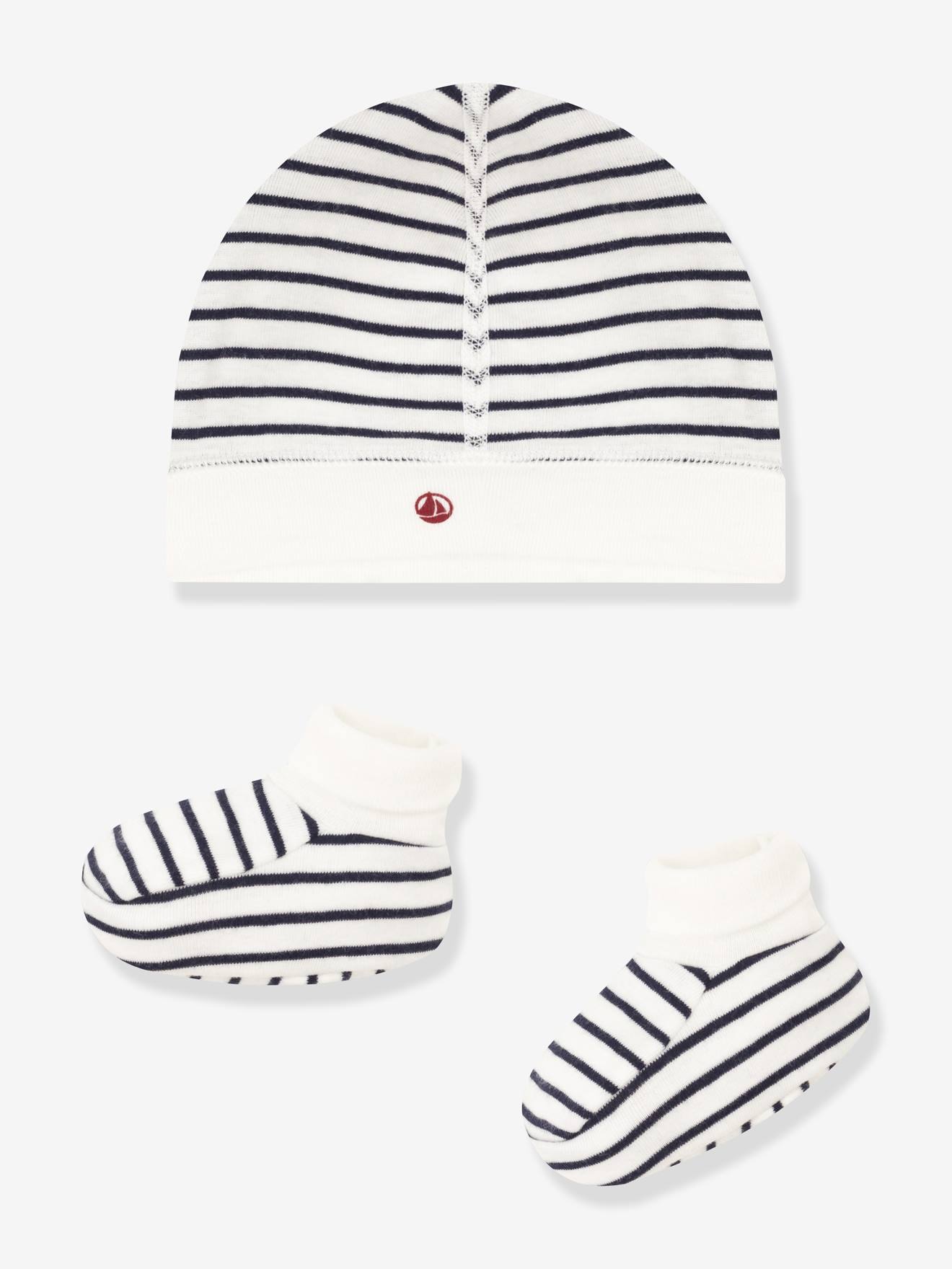 Set muts en sloffen baby gemengd PETIT BATEAU wit afbeelding
