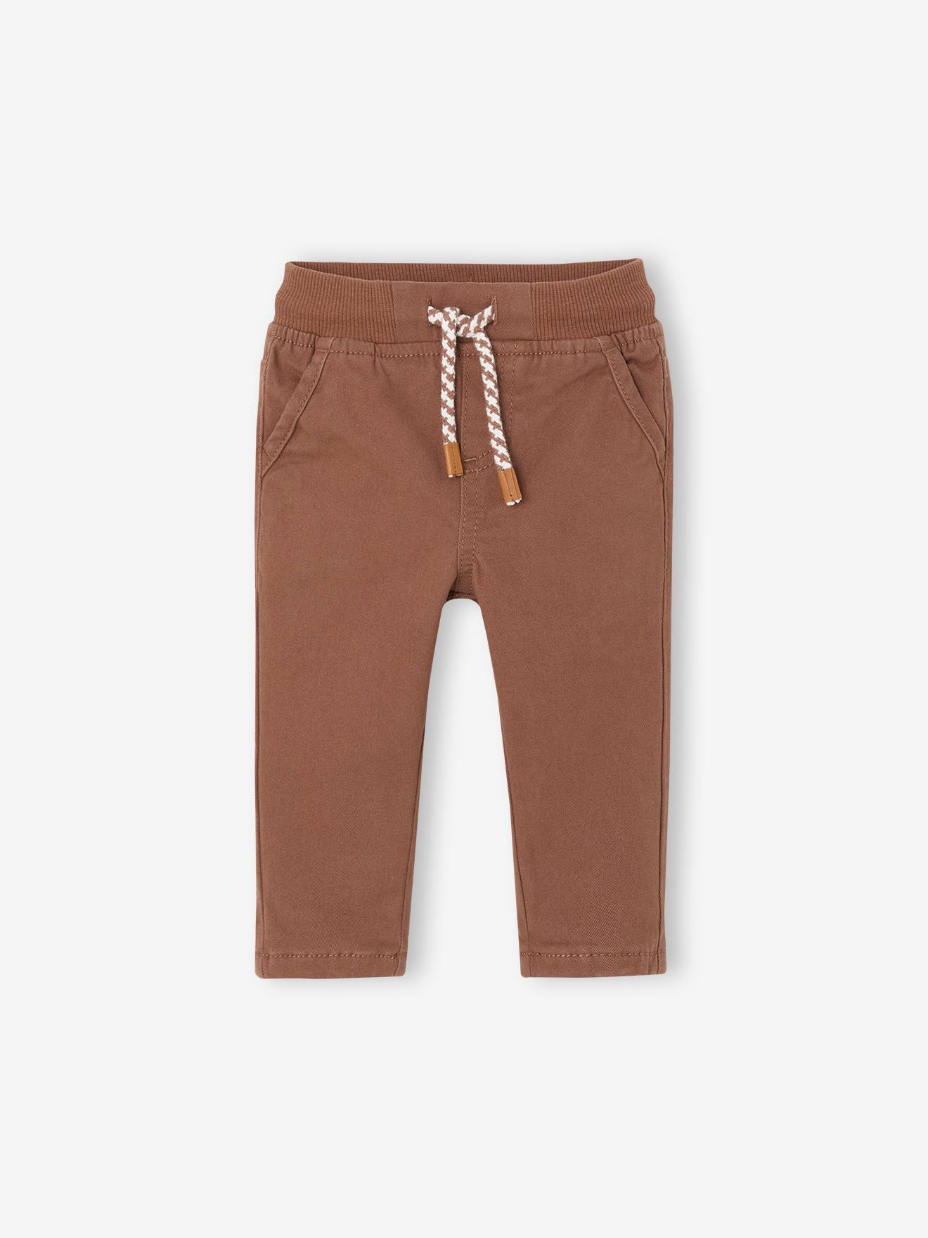 Gevoerd twill broekje jongensbaby pecannoot afbeelding