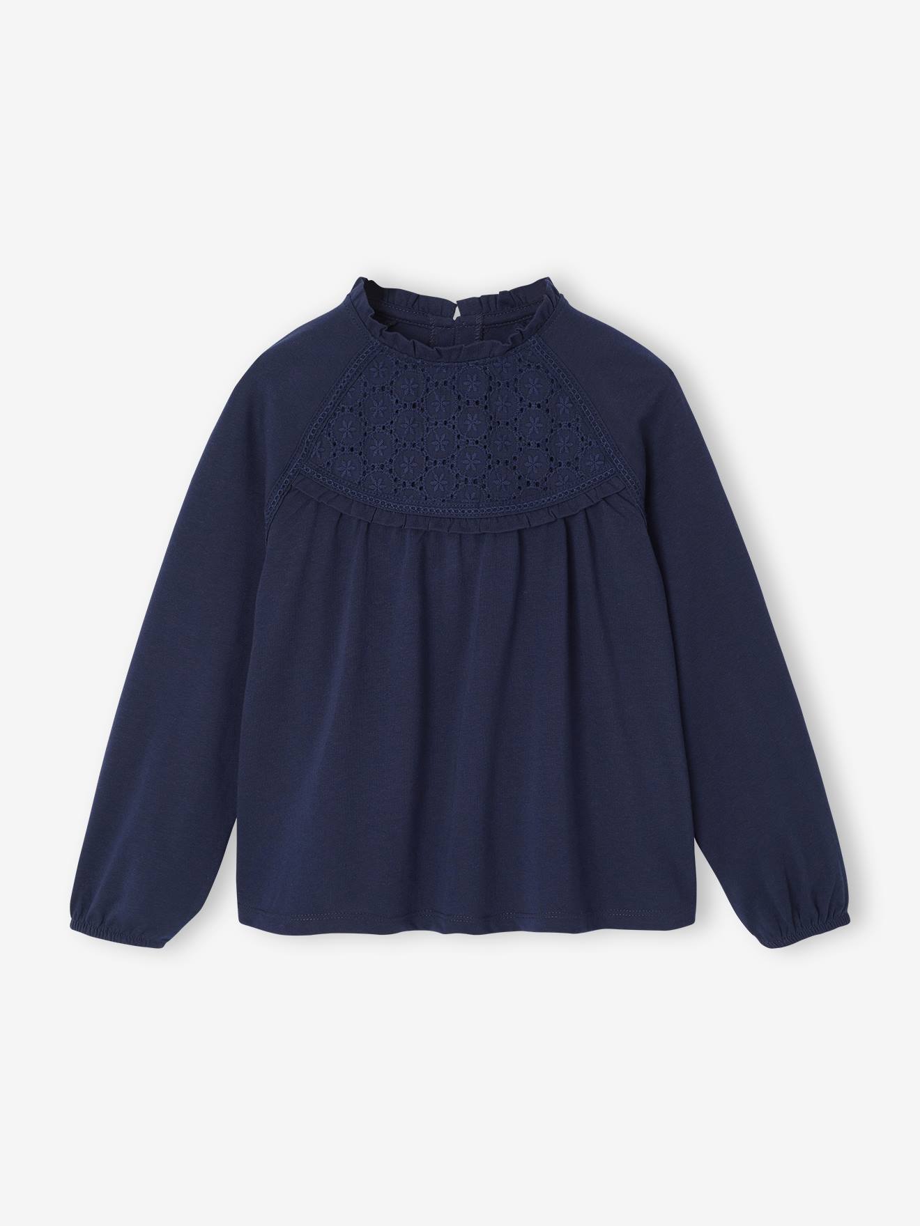 Shirt van Engels borduurwerk voor meisjes marineblauw afbeelding