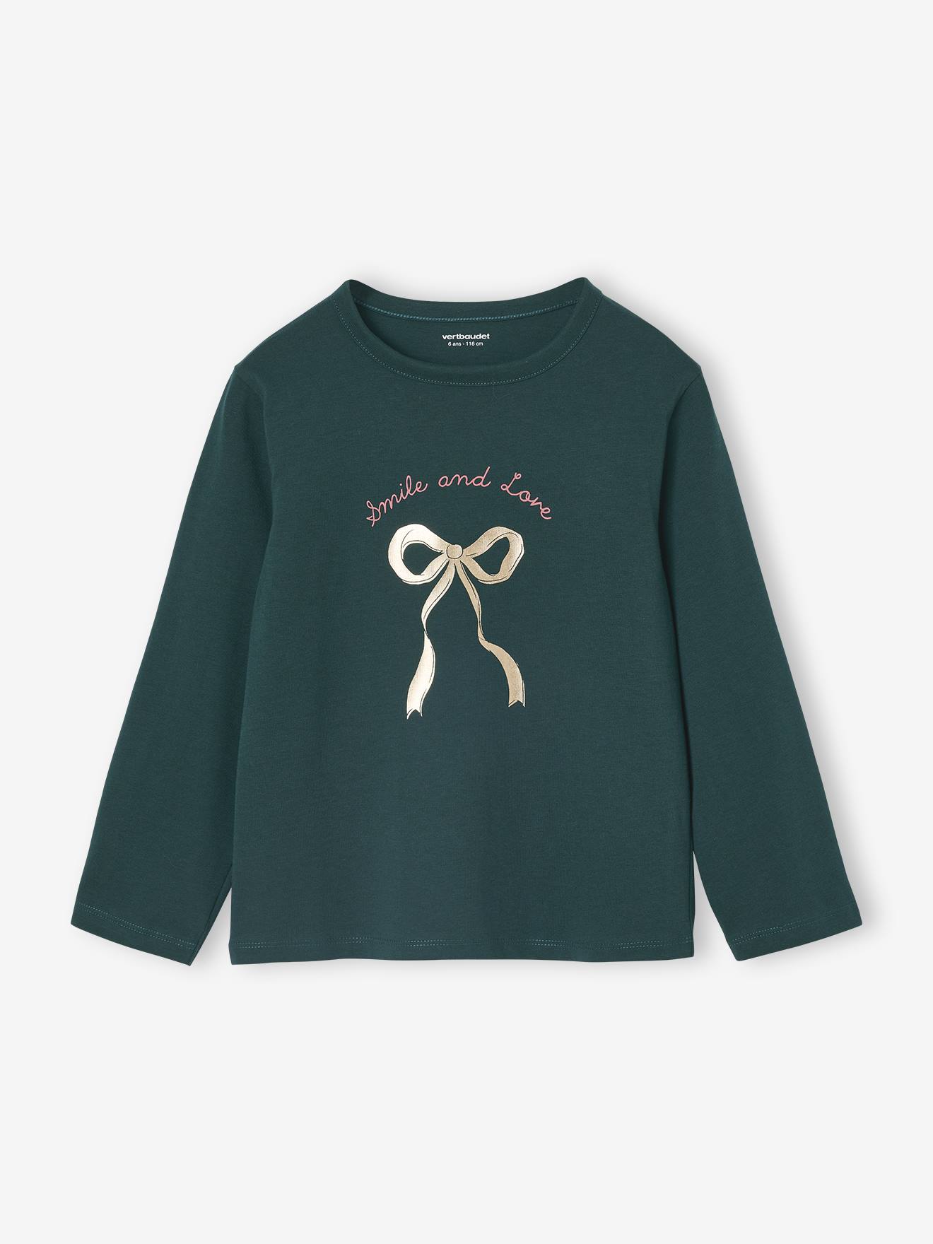 Meisjes-T-shirt met lange mouwen en metallic animatie dennen afbeelding