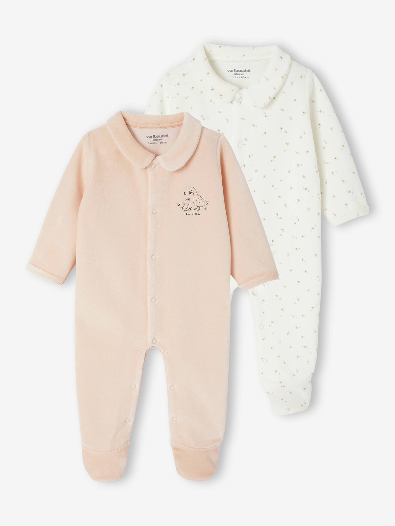 2-delige babyset in fluweel/velours rozen afbeelding