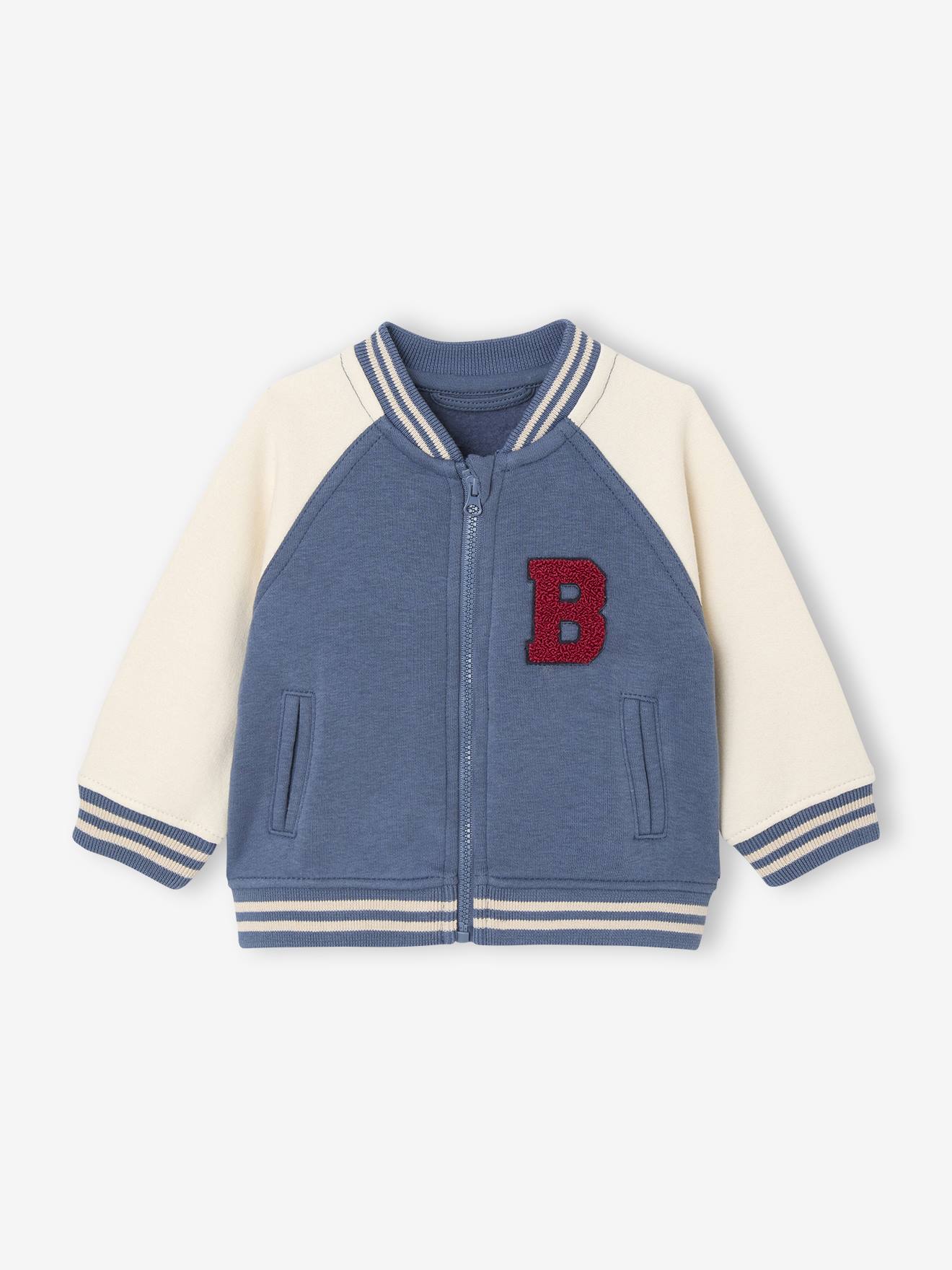Teddy-stijl vestje voor baby's van fleece met lusjesbadge grijsblauw afbeelding