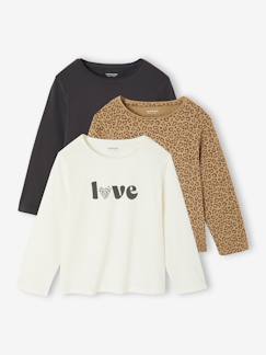 Meisje-Set van 3 BASICS meisjesshirts met lange mouwen