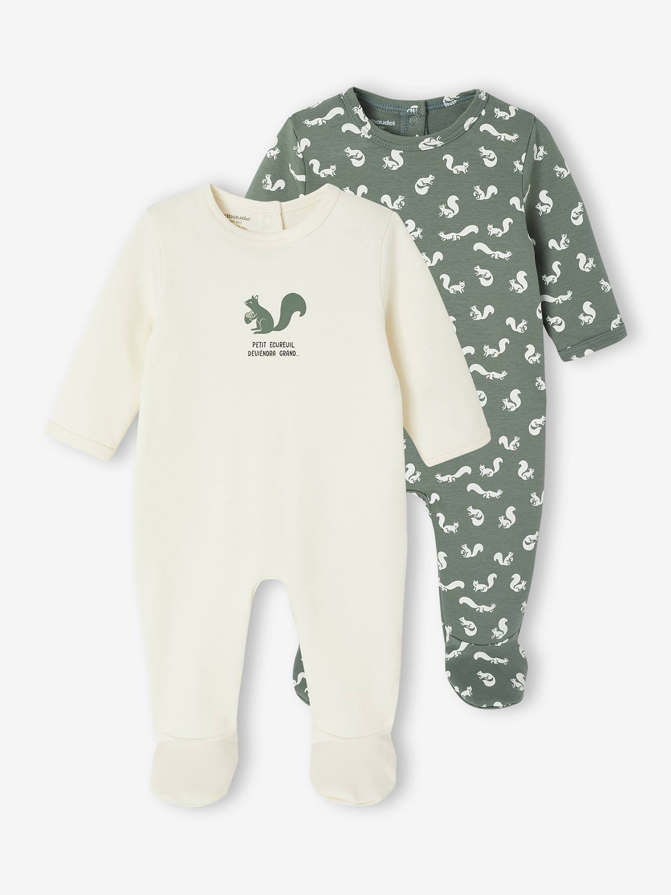 Set van 2 babyslaappakjes "eekhoorn" in interlock groen afbeelding