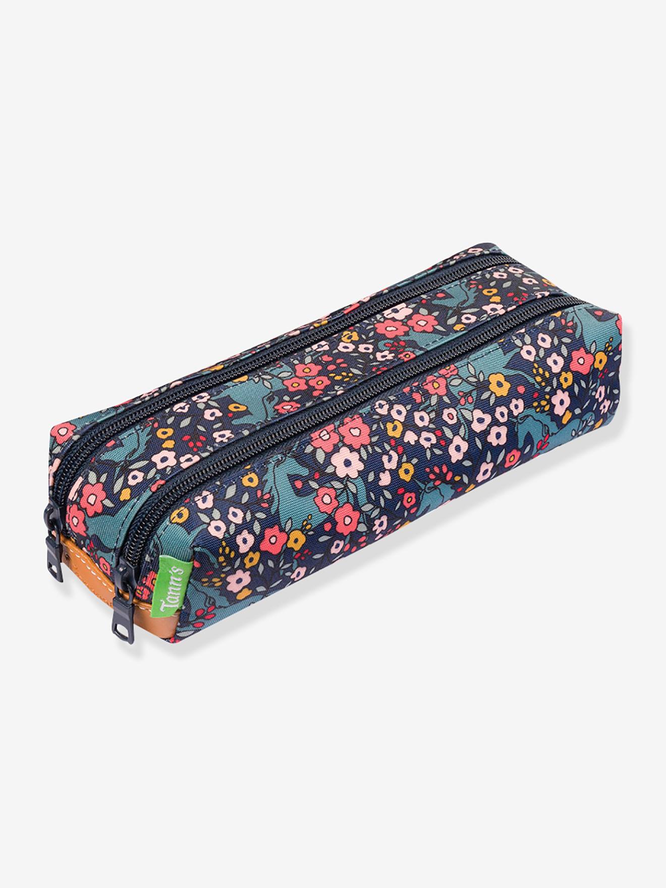 Etui 2 compartimenten bloemen en eenhoorns Alba Les Fantaisies TANNS marineblauw afbeelding