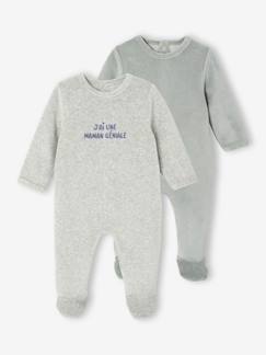 Baby-Pyjama, surpyjama-Set van 2 babyslaappakjes in fluweel / velours