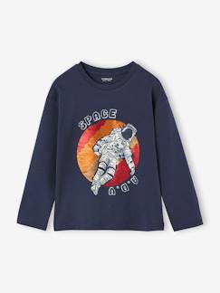 Jongens-T-shirt, poloshirt, souspull-T-shirt-T-shirt jongens lange mouwen omkeerbare pailletten