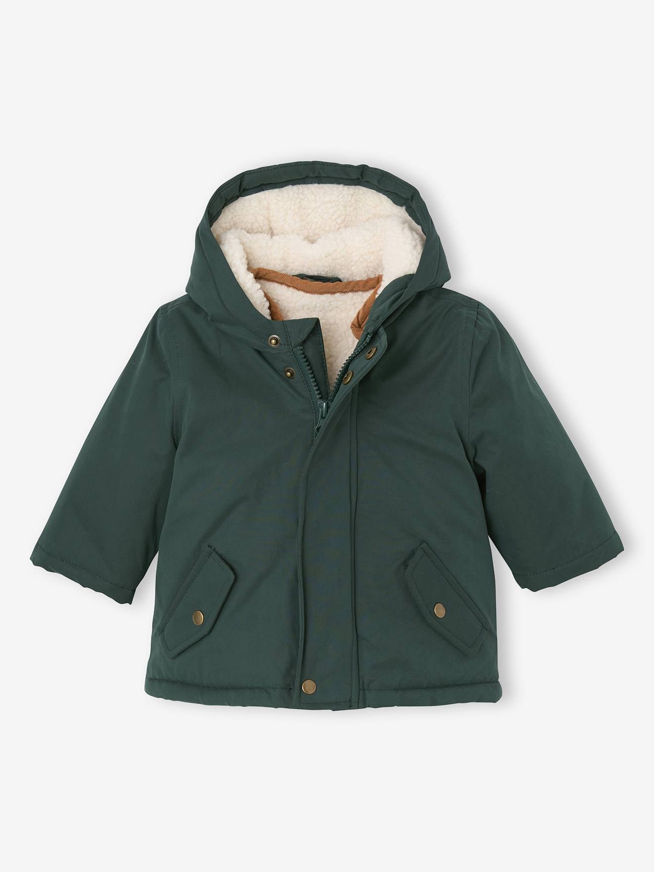 Parka 3-in-1 baby met afneembaar vestje van sherpa dennen afbeelding