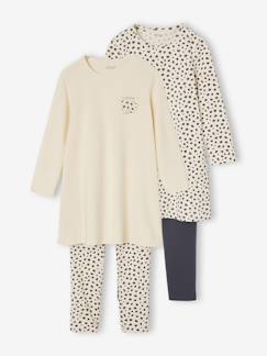 Set van 2 nachtjurk + legging met luipaardprint voor meisjes  - vertbaudet enfant