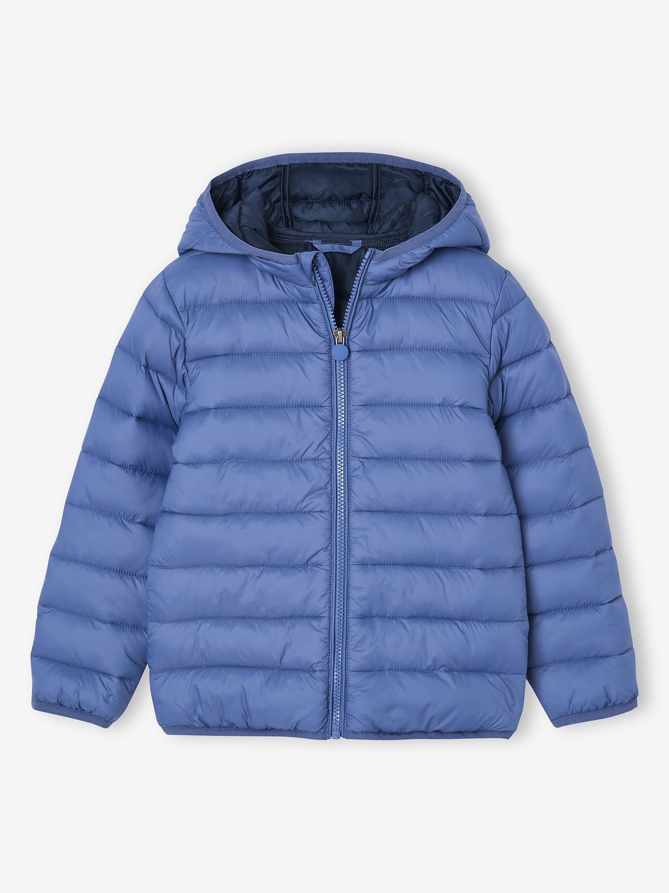 Lichte donsjas met capuchon jongen jeansblauw afbeelding