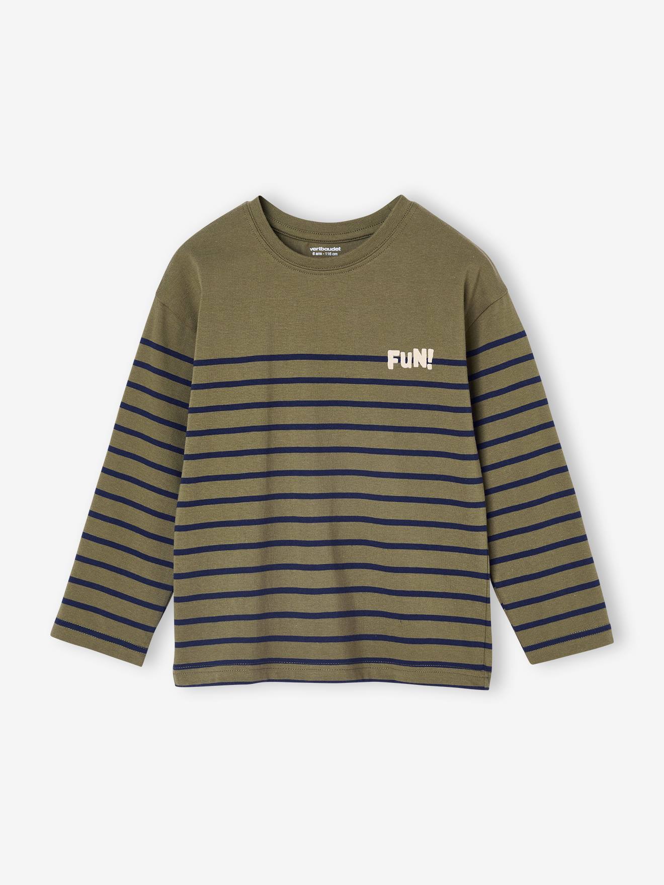 Marine t-shirt voor jongens met fluwelen flocking op de borst kaki afbeelding