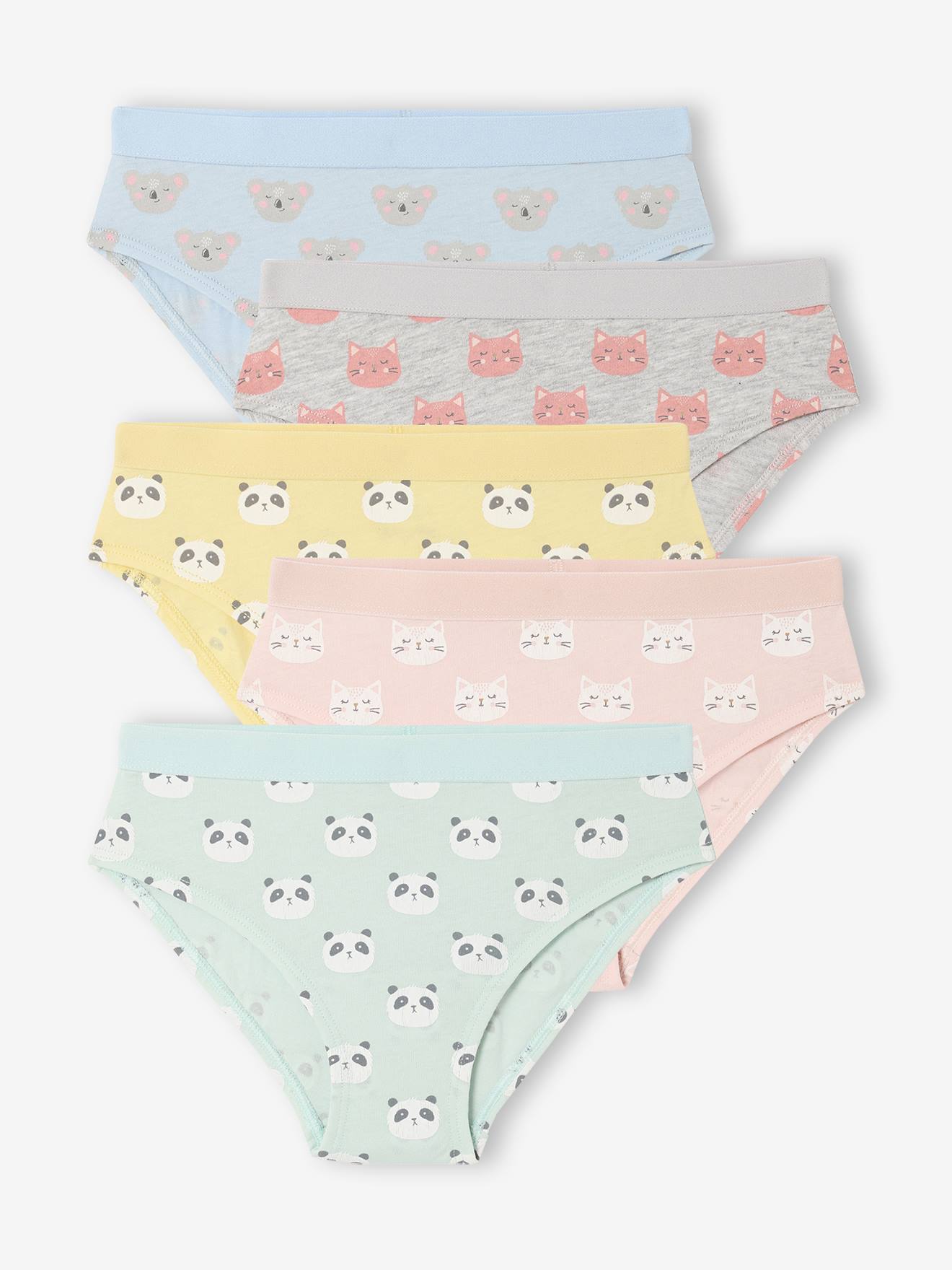 Set van 5 slipjes voor meisjes Dieren azuurblauw afbeelding