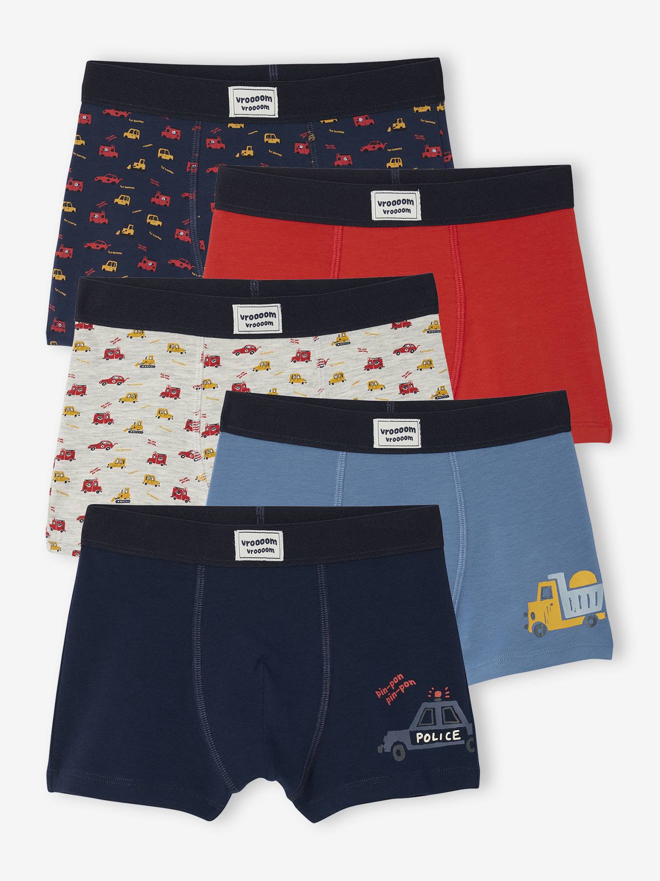 Set van 5 boxershorts met auto's voor jongens double stone afbeelding