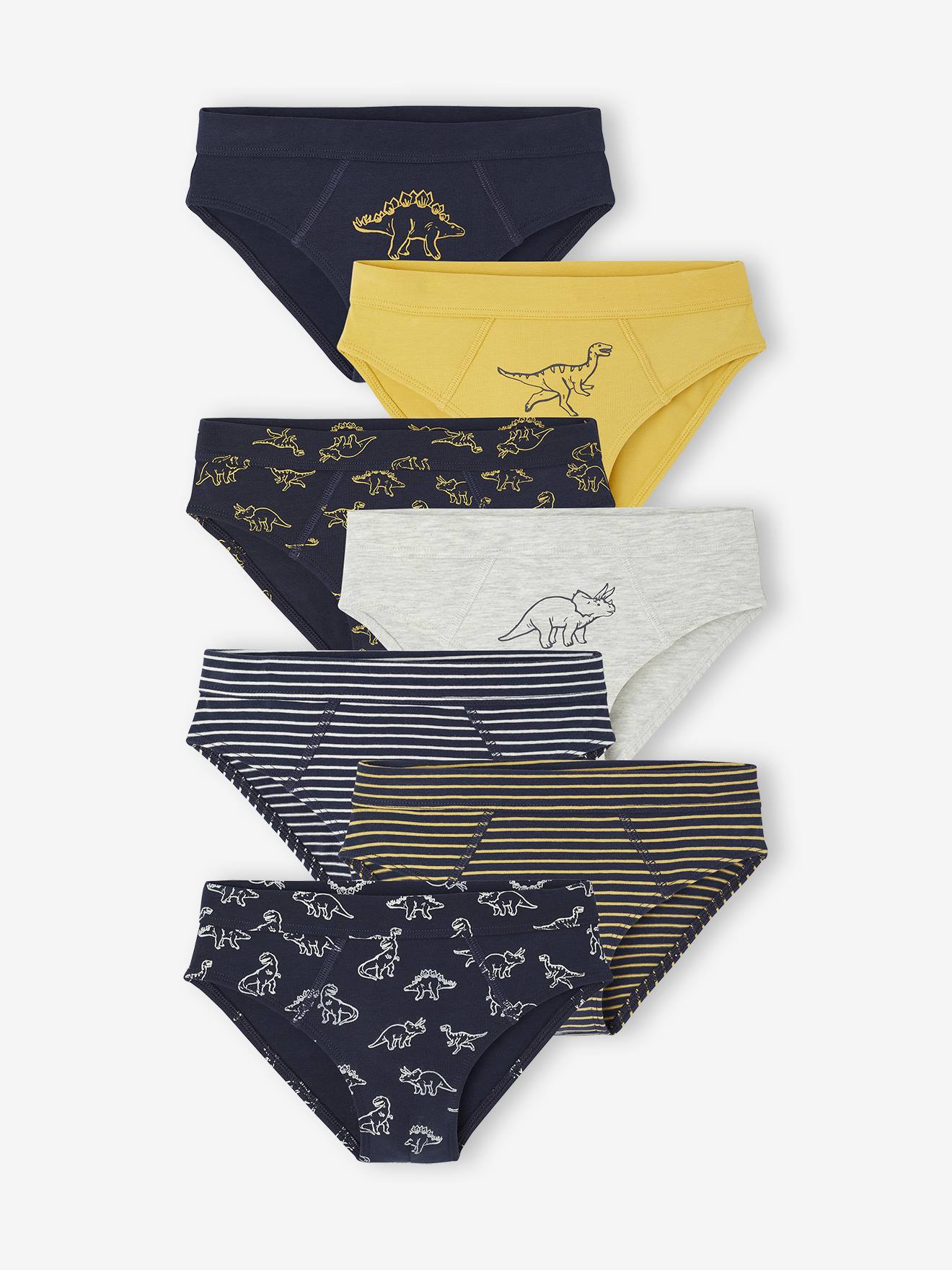 Set van 7 slipjes voor jongens Dino marineblauw afbeelding