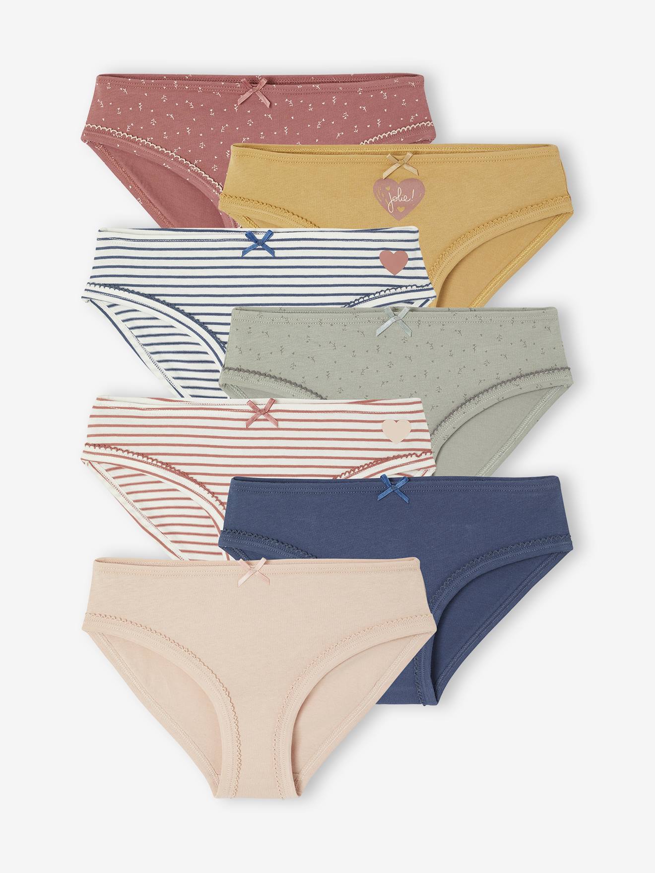 Set van 7 slipjes voor meisjes Hartjes rozen afbeelding