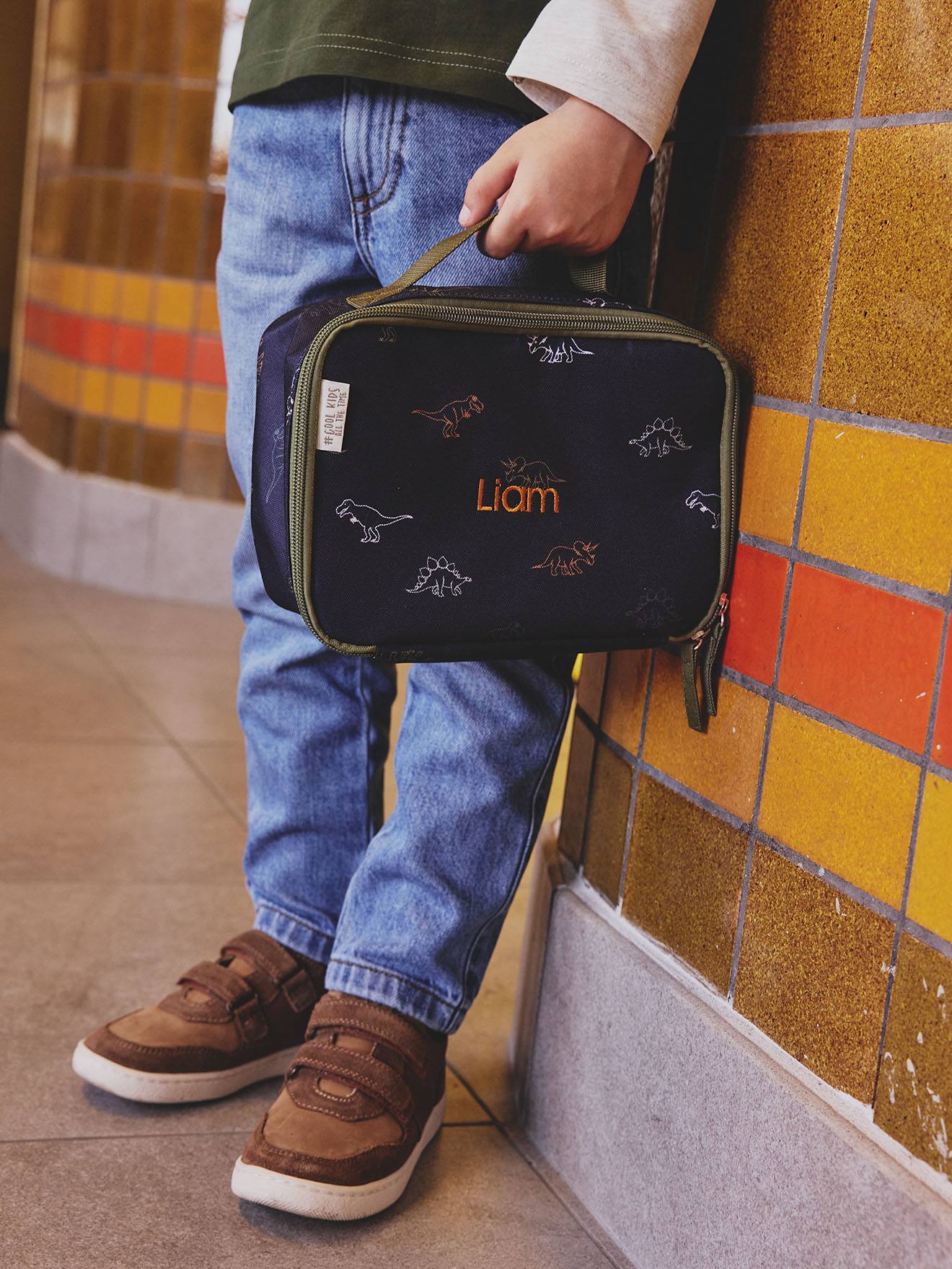 Lunchbox met dinosaurusmotief voor jongens indigoblauw afbeelding