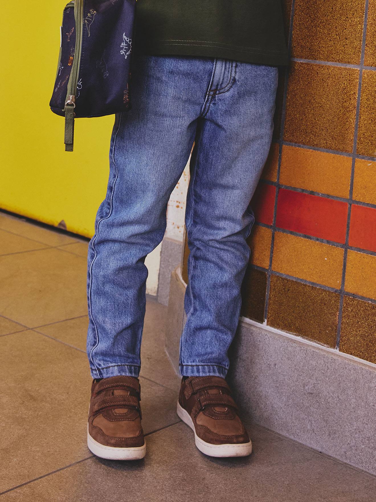 Elastische en verstelbare jeans met wijde pijpen stone afbeelding
