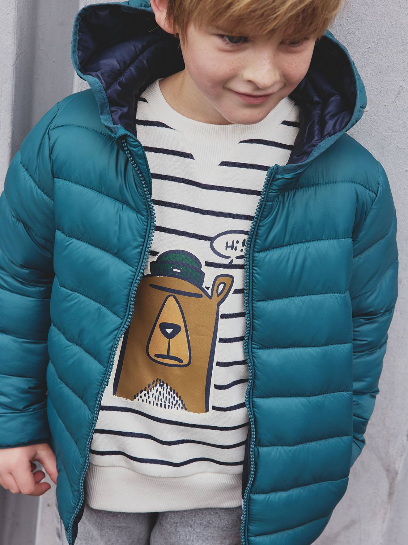 Sweater met hondenprint voor jongens wit, gestreept afbeelding