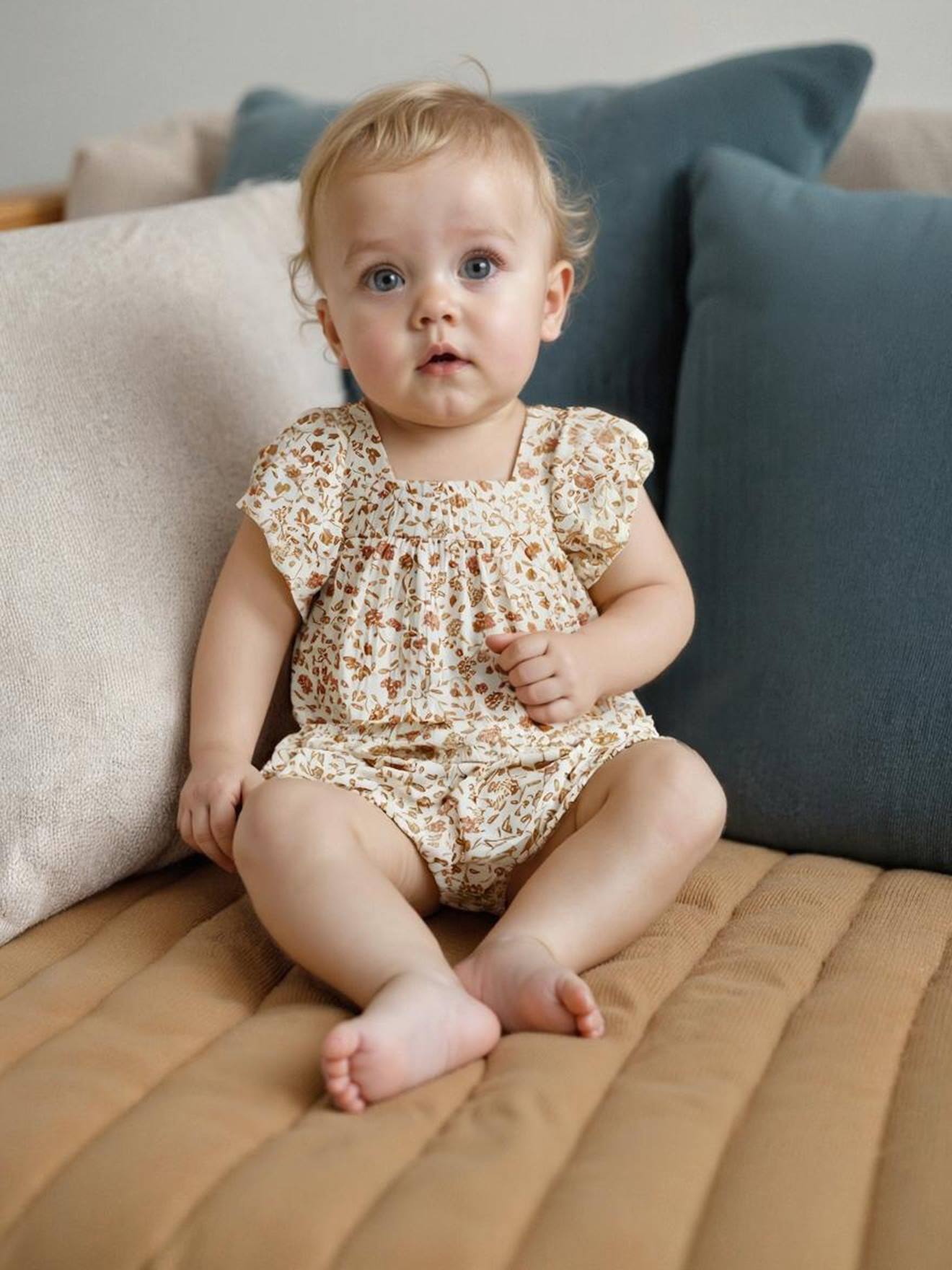 Cadeauset met jurk + broekje + haarband voor baby ecru afbeelding