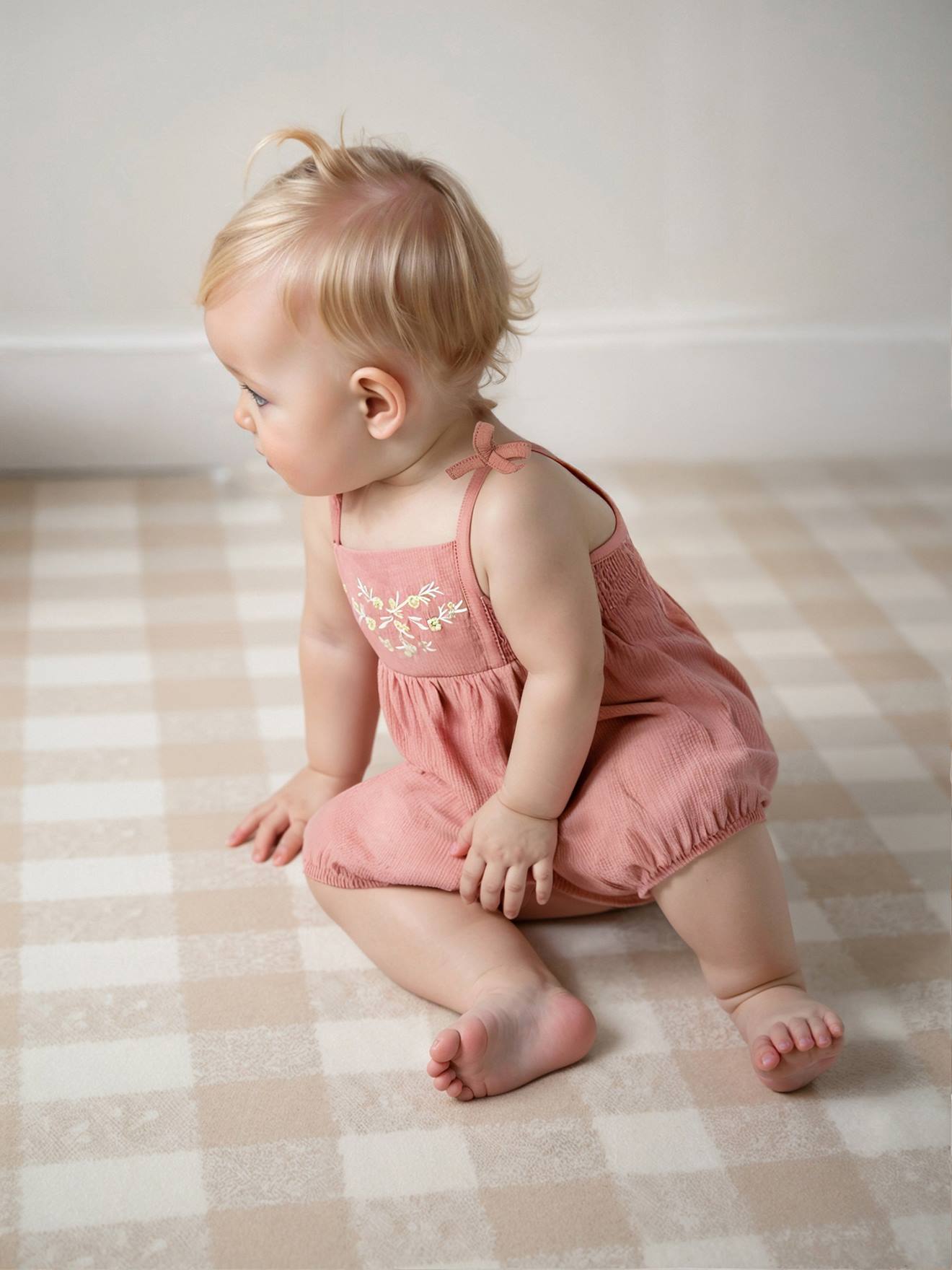 Baby romper met smock rozen afbeelding
