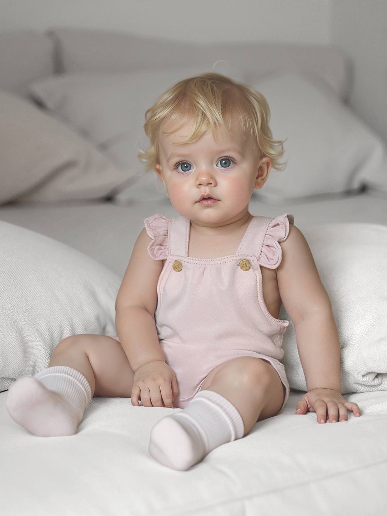 Korte babytuinbroek van linnen en lyocell lila afbeelding
