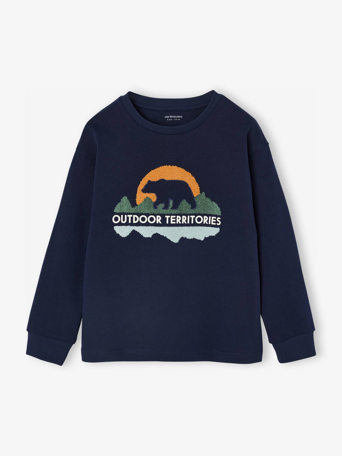 T-shirt met lusmotief voor jongens marineblauw afbeelding