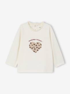 Baby-T-shirt baby met lange mouwen en luipaardhartmotief