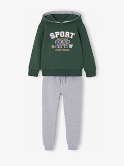 Jongens-Sport collectie-Sportieve set voor jongens met sweater met capuchon en print + effen joggingbroek