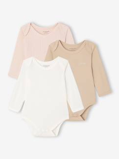 Baby-Body-Set van 3 body's voor pasgeborenen in pointelle en interlock breisel