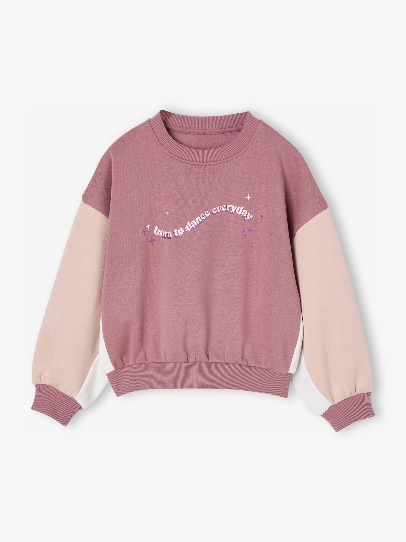 Colorblock sportieve sweater voor meisjes oudroze afbeelding