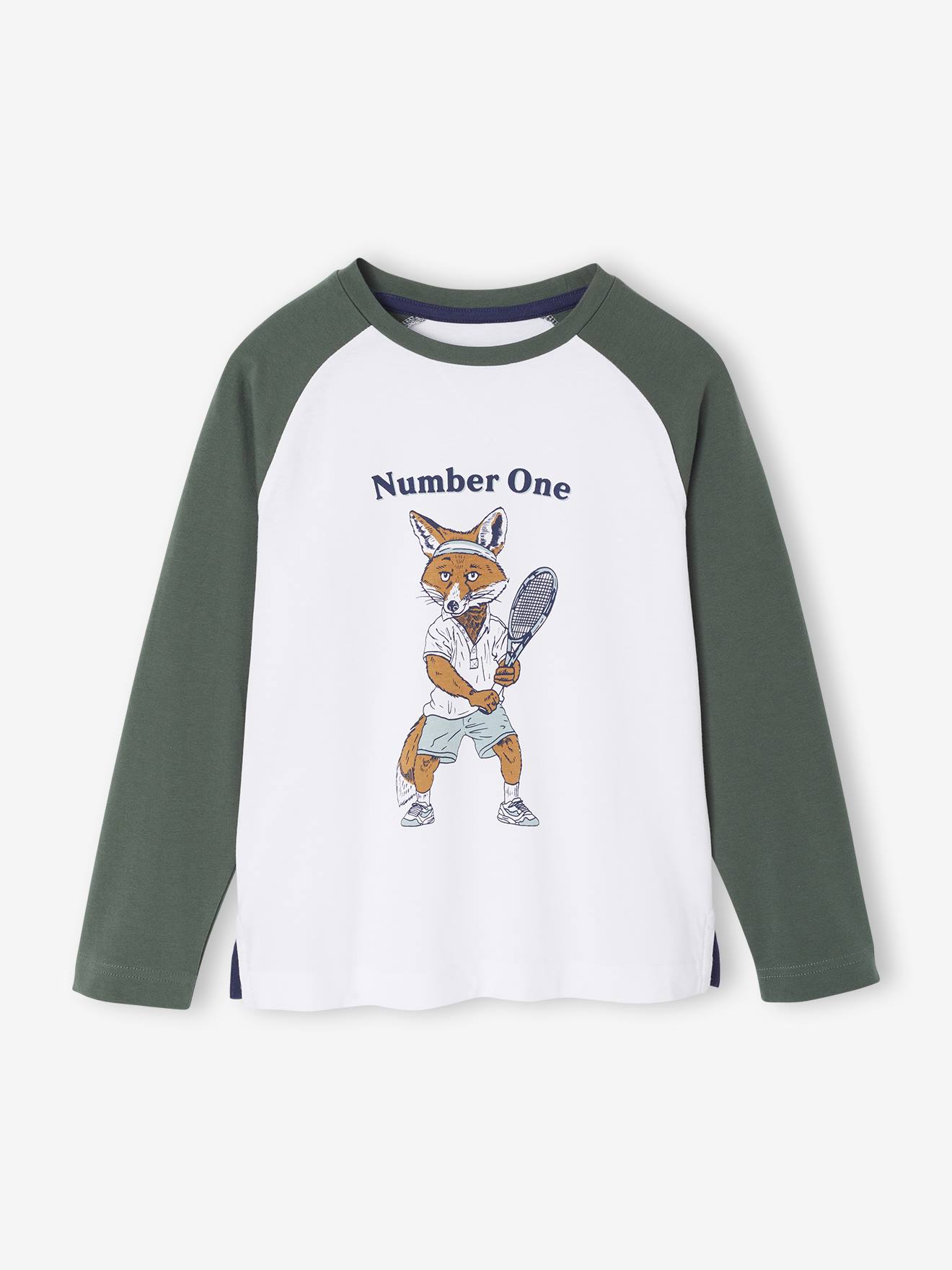 T-shirt met lange mouwen voor jongens Vos ecru afbeelding
