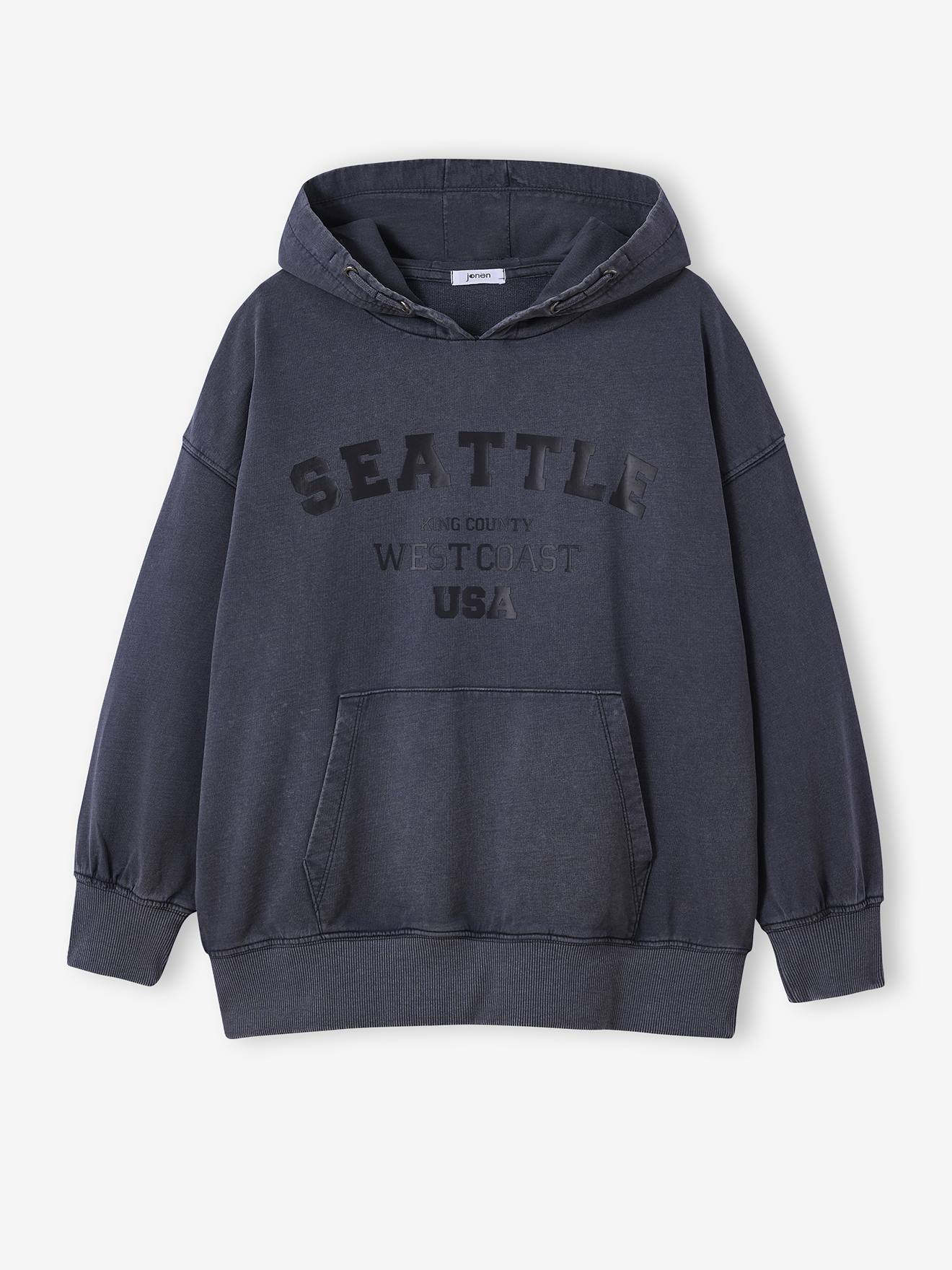 Sweater met capuchon met print voor jongens JONEN zwart