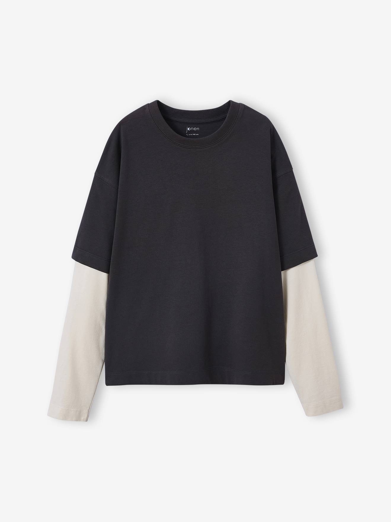 T-shirt 2-in-1 effect JONEN antraciet afbeelding