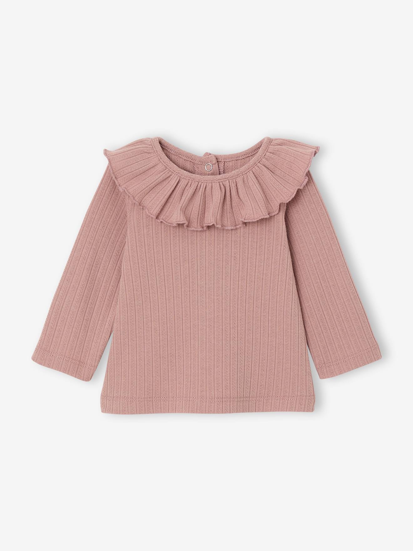T-shirt babypakje met lange mouwen van fantasie opengewerkte tricot rouge afbeelding