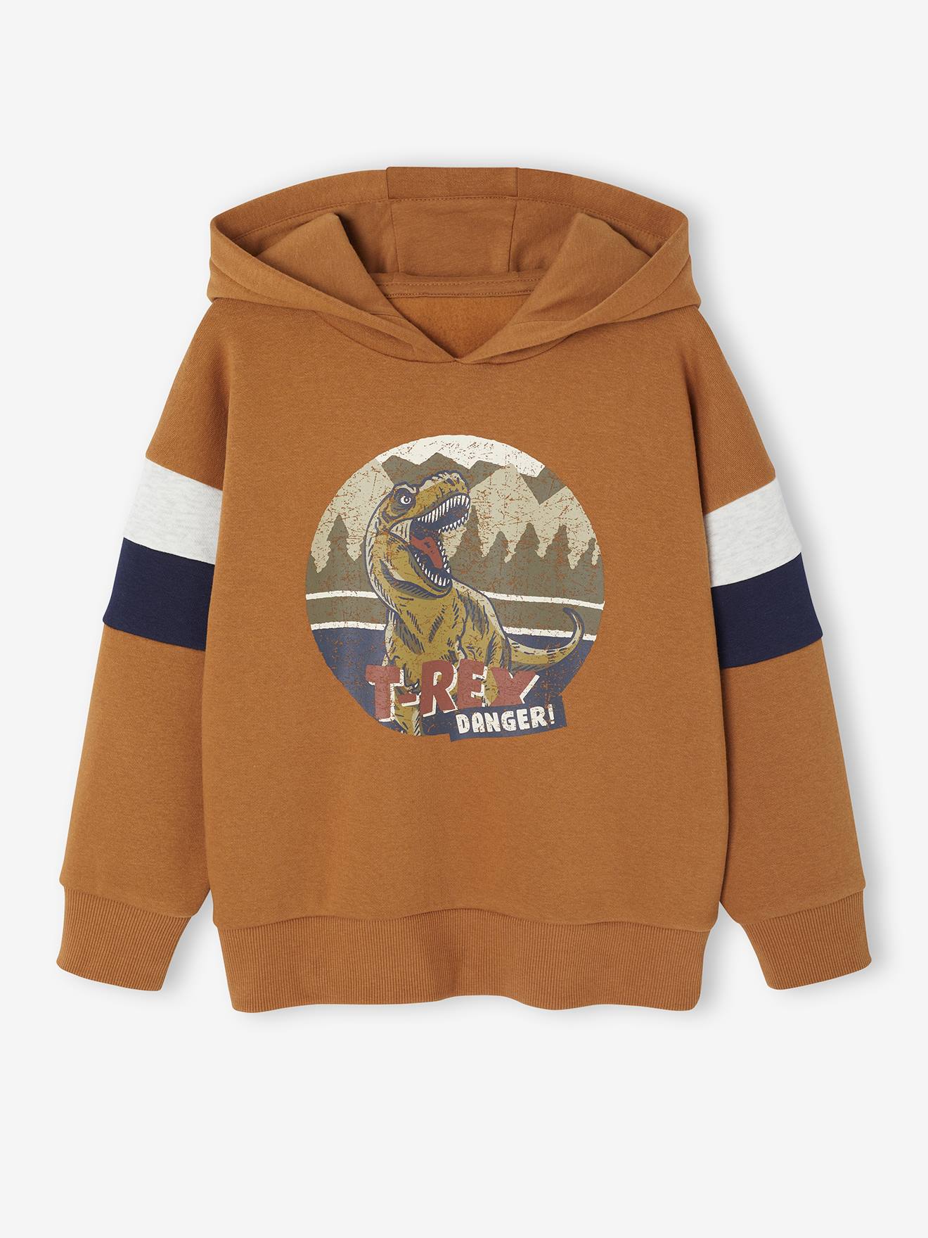 Sweater met capuchon met geplaatste print pecannoot afbeelding