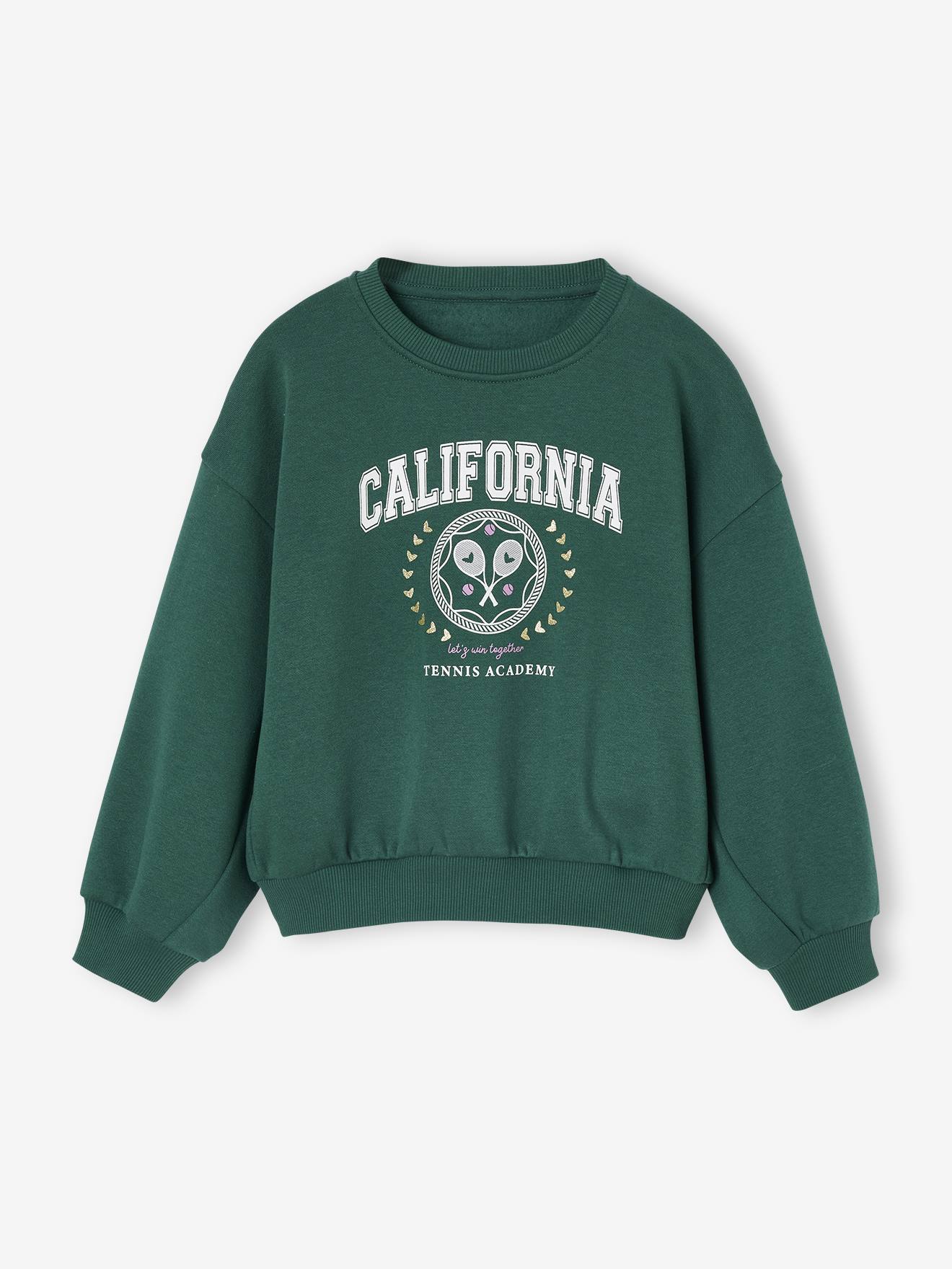 Oversized sweater sportief voor meisjes groen afbeelding
