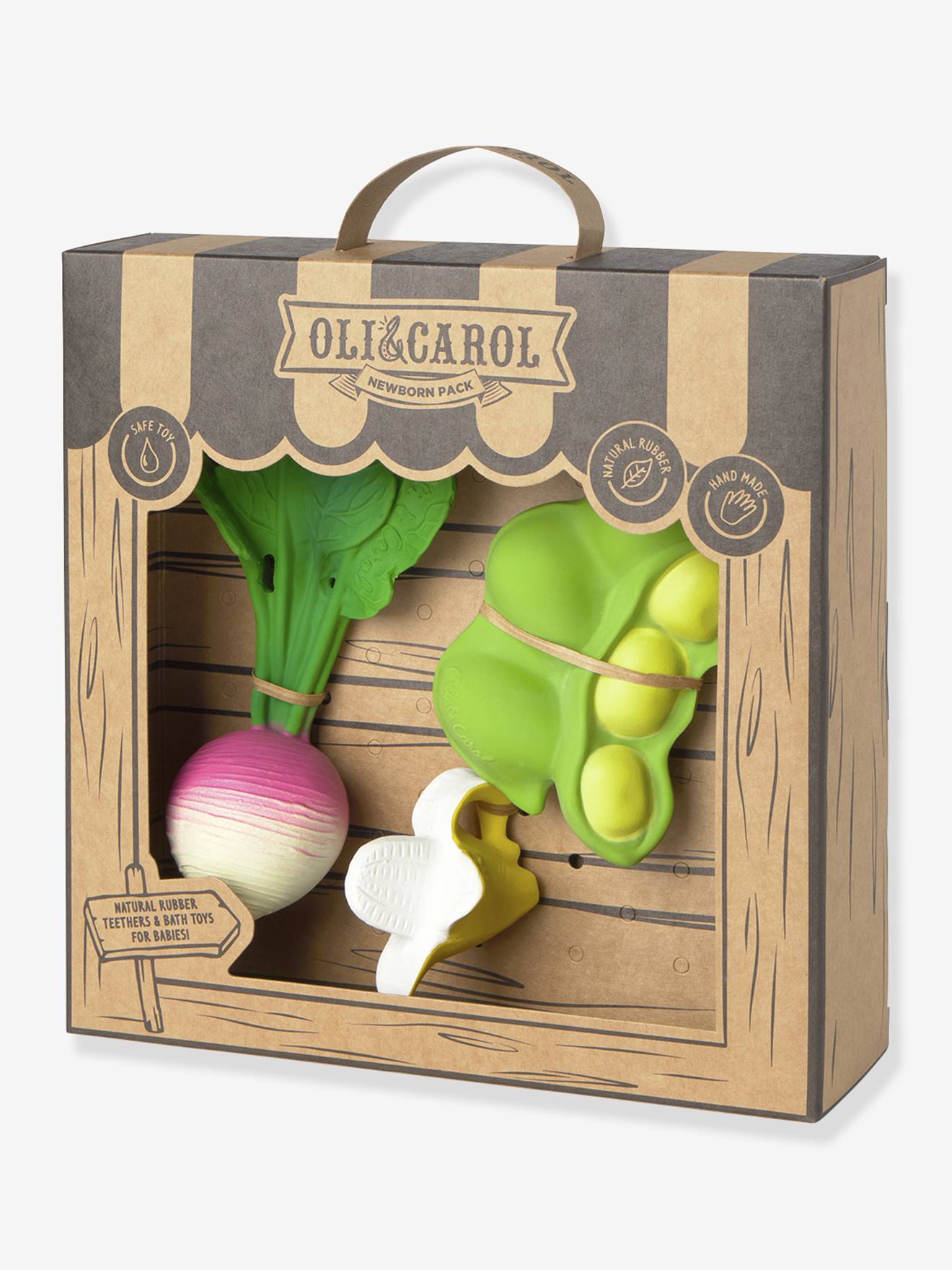 Geboorte geschenkset: OLI & CAROL bijtringen meerkleurig afbeelding