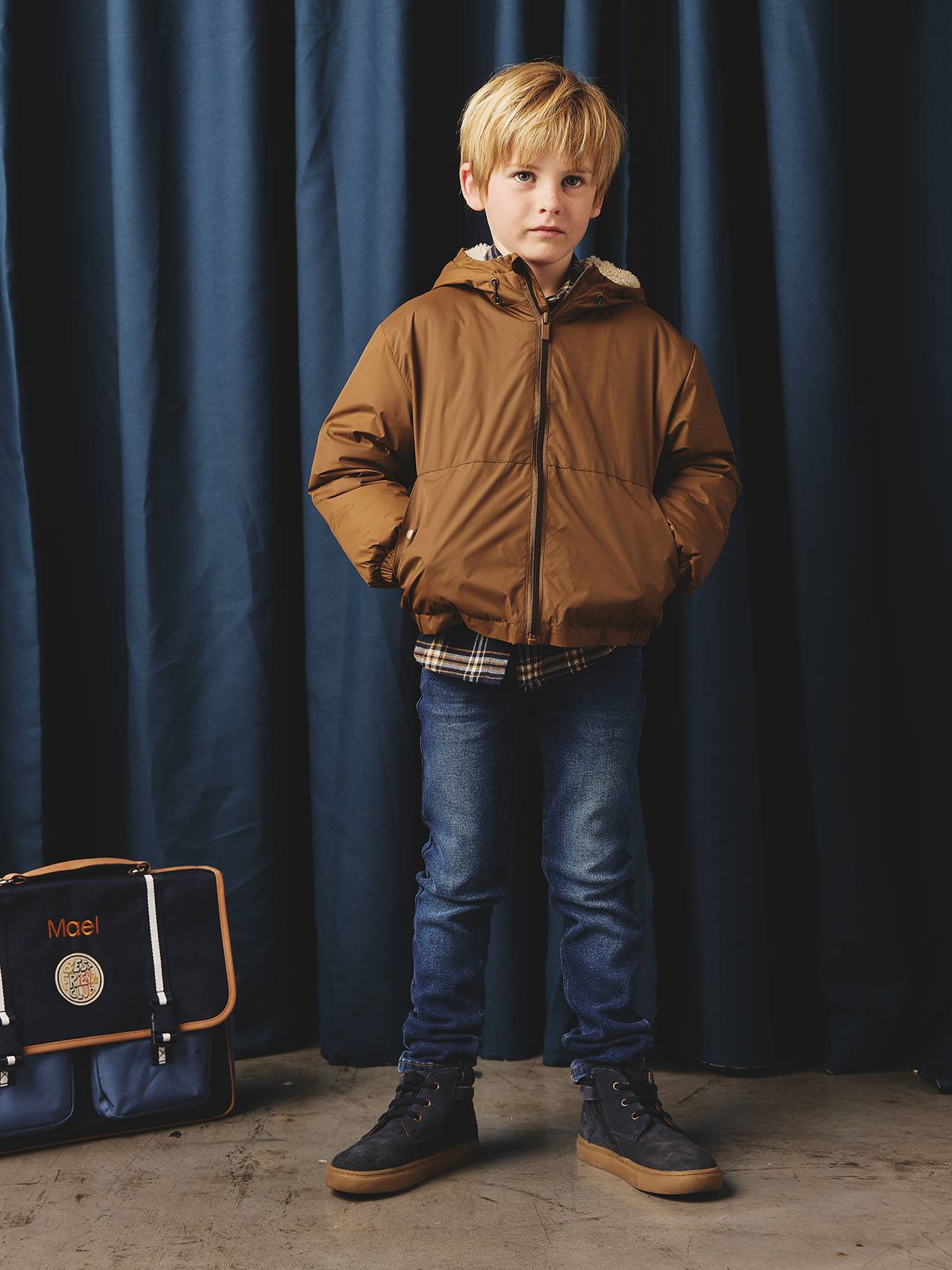 Skinny jeans met verstelbare taille voor jongens stone afbeelding