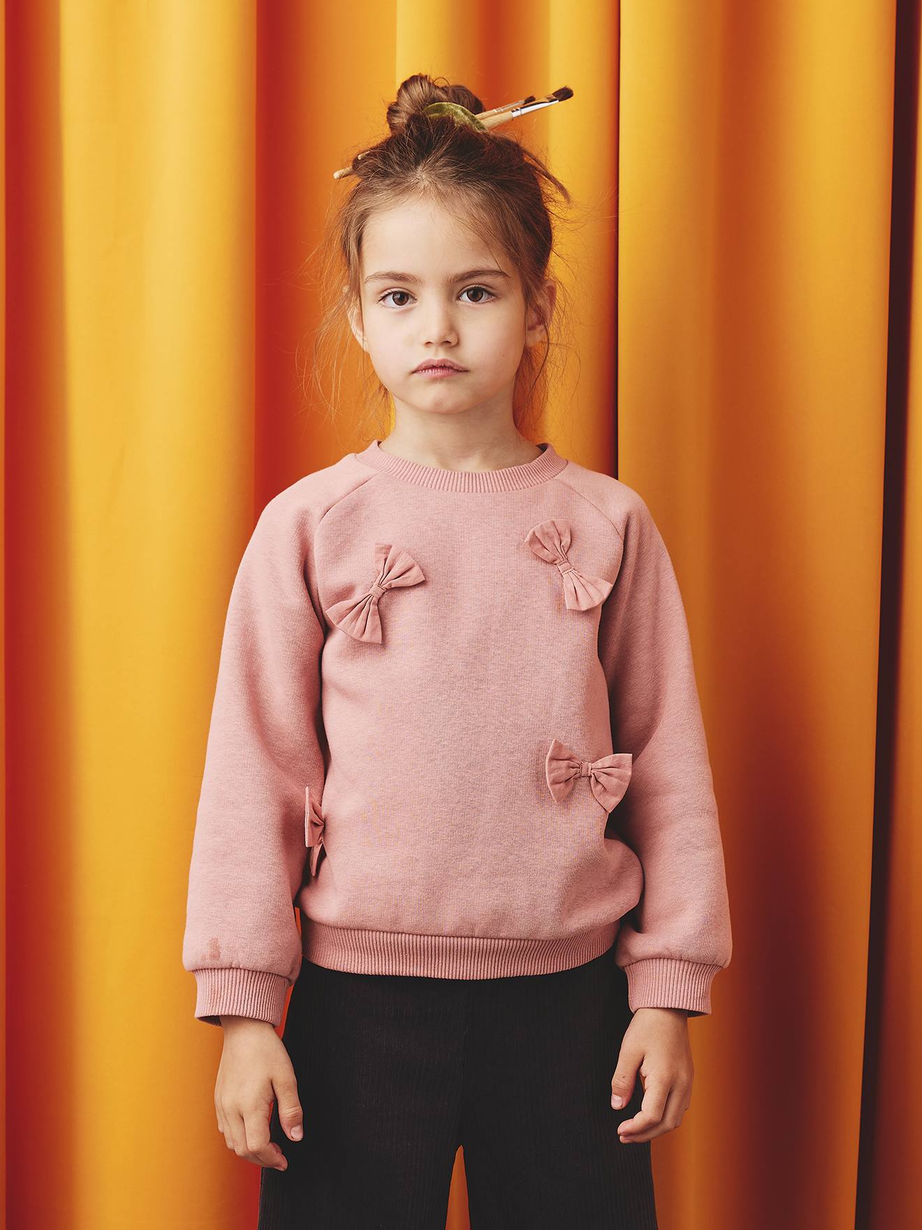Sweater met knopen in reliëf voor meisjes rouge afbeelding