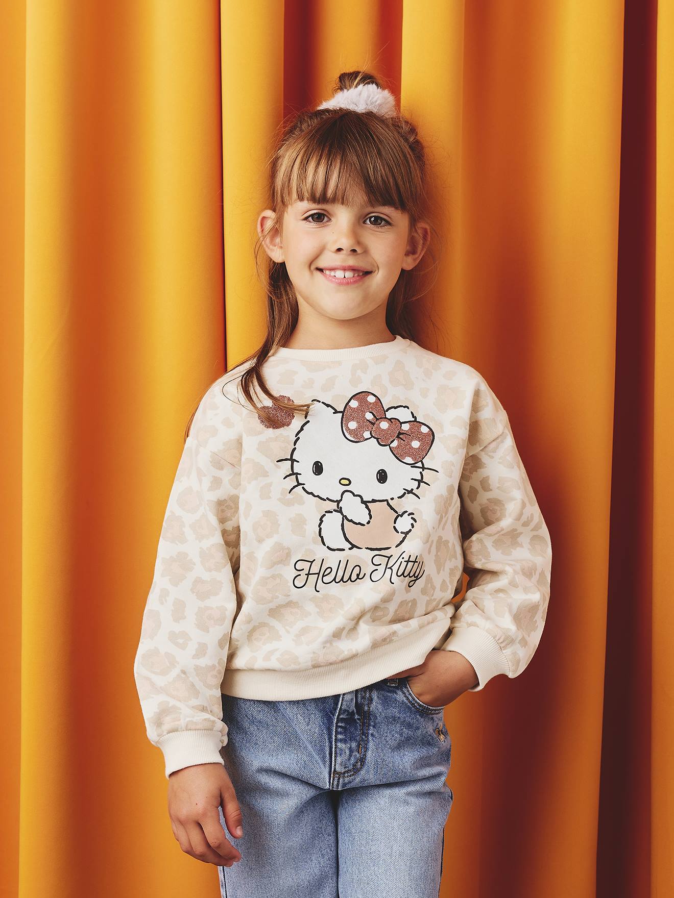 HELLO KITTY® sweater met luipaardprint voor meisjes ecru afbeelding
